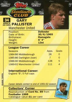 1992 Stadium Club #34 Gary Pallister Back
