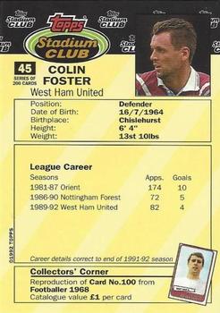 1992 Stadium Club #45 Colin Foster Back