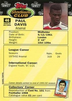 1992 Stadium Club #46 Paul Davis Back
