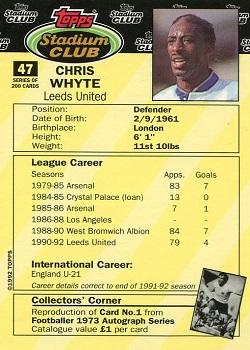 1992 Stadium Club #47 Chris Whyte Back