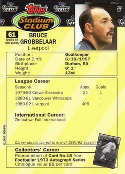 1992 Stadium Club #61 Bruce Grobbelaar Back