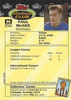 1992 Stadium Club #66 Paul McGee Back
