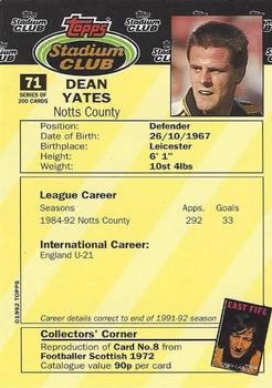 1992 Stadium Club #71 Dean Yates Back