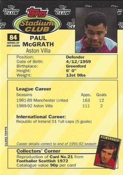 1992 Stadium Club #84 Paul McGrath Back