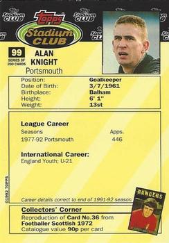 1992 Stadium Club #99 Alan Knight Back