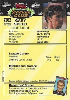 1992 Stadium Club #104 Gary Speed Back