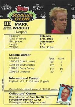 1992 Stadium Club #113 Mark Wright Back