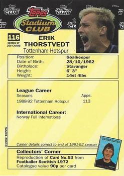 1992 Stadium Club #116 Erik Thorstvedt Back
