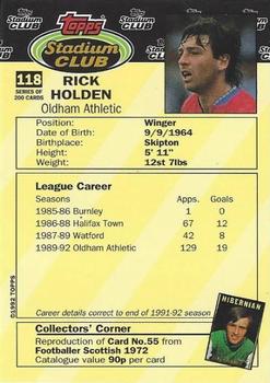 1992 Stadium Club #118 Rick Holden Back