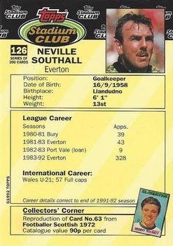 1992 Stadium Club #126 Neville Southall Back