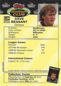 1992 Stadium Club #134 Dave Beasant Back