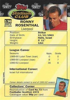 1992 Stadium Club #136 Ronny Rosenthal Back
