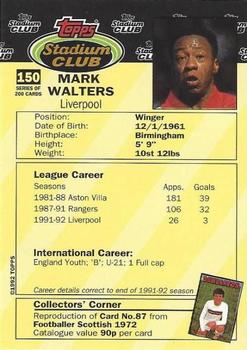 1992 Stadium Club #150 Mark Walters Back