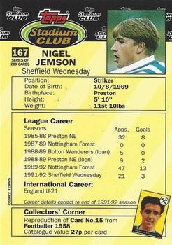1992 Stadium Club #167 Nigel Jemson Back