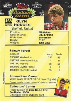 1992 Stadium Club #168 Glyn Hodges Back