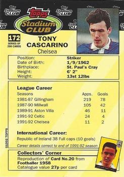1992 Stadium Club #172 Tony Cascarino Back