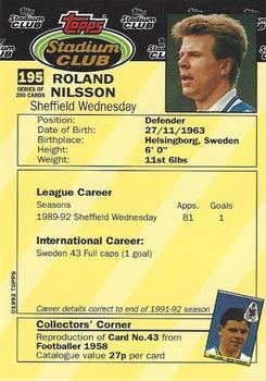 1992 Stadium Club #195 Roland Nilsson Back