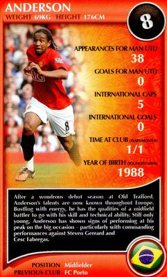 2009 Top Trumps Specials Manchester United #NNO Anderson Front
