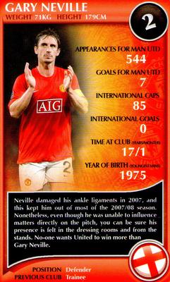 2009 Top Trumps Specials Manchester United #NNO Gary Neville Front