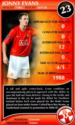 2009 Top Trumps Specials Manchester United #NNO Jonny Evans Front