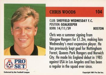 1991-92 Pro Set (England) #104 Chris Woods Back