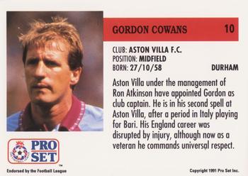 1991-92 Pro Set (England) #10 Gordon Cowans Back