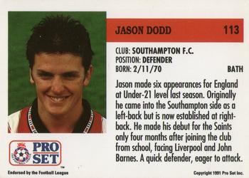 1991-92 Pro Set (England) #113 Jason Dodd Back