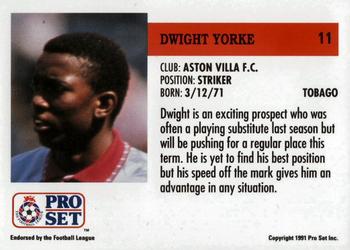 1991-92 Pro Set (England) #11 Dwight Yorke Back