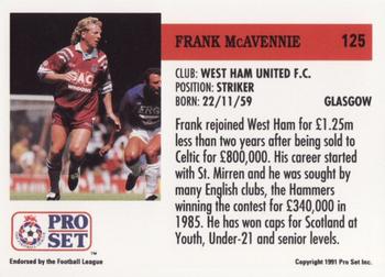 1991-92 Pro Set (England) #125 Frank McAvennie Back