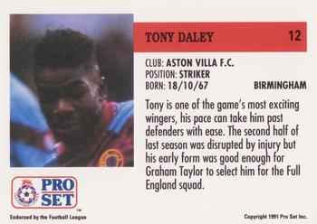 1991-92 Pro Set (England) #12 Tony Daley Back
