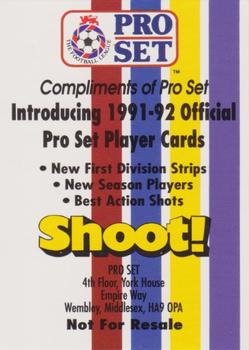 1991-92 Pro Set (England) #NNO Shoot! Promo Pack Header Front