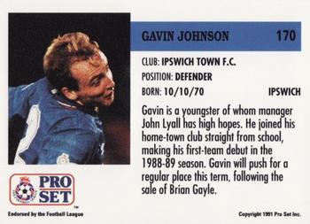 1991-92 Pro Set (England) #170 Gavin Johnson Back