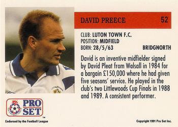 1991-92 Pro Set (England) #52 David Preece Back