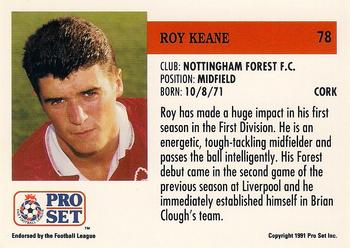 1991-92 Pro Set (England) #78 Roy Keane Back