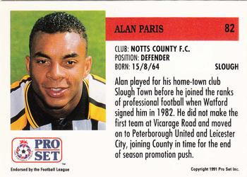 1991-92 Pro Set (England) #82 Alan Paris Back