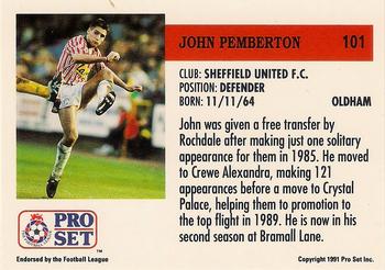 1991-92 Pro Set (England) #101 John Pemberton Back