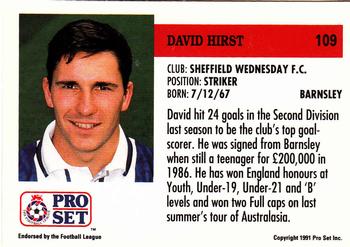 1991-92 Pro Set (England) #109 David Hirst Back