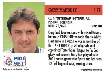 1991-92 Pro Set English League #117 Gary Mabbutt Back