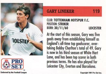 1991-92 Pro Set (England) #119 Gary Lineker  Back