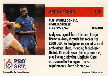 1991-92 Pro Set (England) #128 Andy Clarke Back