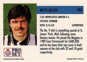 1991-92 Pro Set (England) #183 Mick Quinn Back