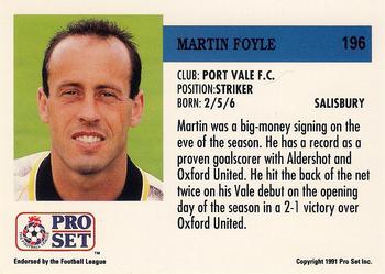 1991-92 Pro Set (England) #196 Martin Foyle Back