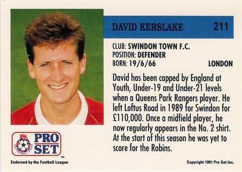 1991-92 Pro Set (England) #211 David Kerslake Back
