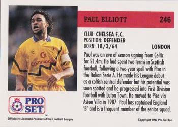 1991-92 Pro Set (England) #246 Paul Elliott  Back