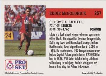 1991-92 Pro Set (England) #257 Eddie McGoldrick  Back
