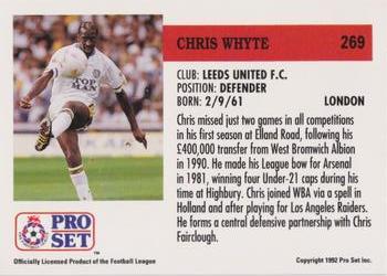 1991-92 Pro Set (England) #269 Chris Whyte  Back