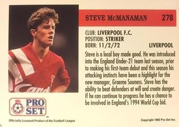 1991-92 Pro Set (England) #278 Steve McManaman  Back
