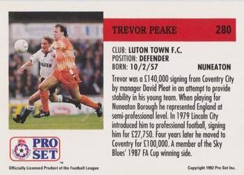 1991-92 Pro Set (England) #280 Trevor Peake  Back