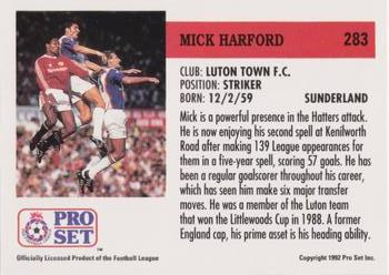 1991-92 Pro Set (England) #283 Mick Harford  Back