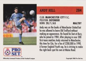 1991-92 Pro Set (England) #284 Andy Hill  Back